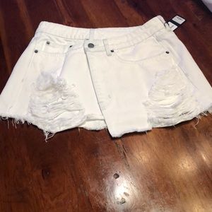 Carmar Margery White Denim Distressed Mini Skirt